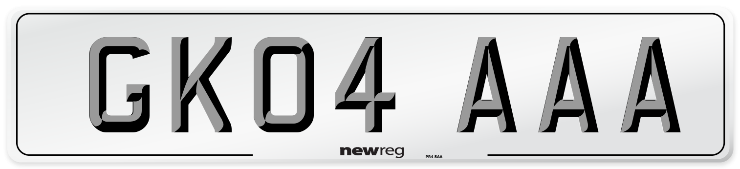 GK04 AAA Number Plate from New Reg